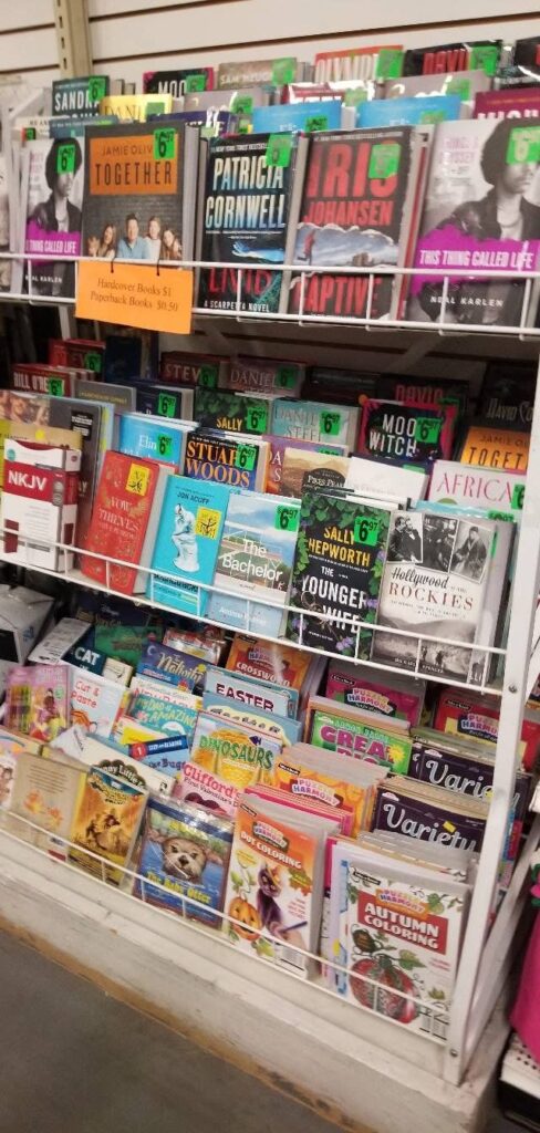 Christmas Unlimited Thrift Store Book Selection