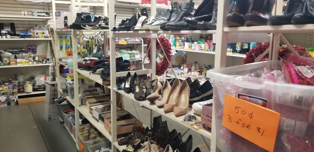 Clothing and shoes at the Christmas Unlimited Thrift Store